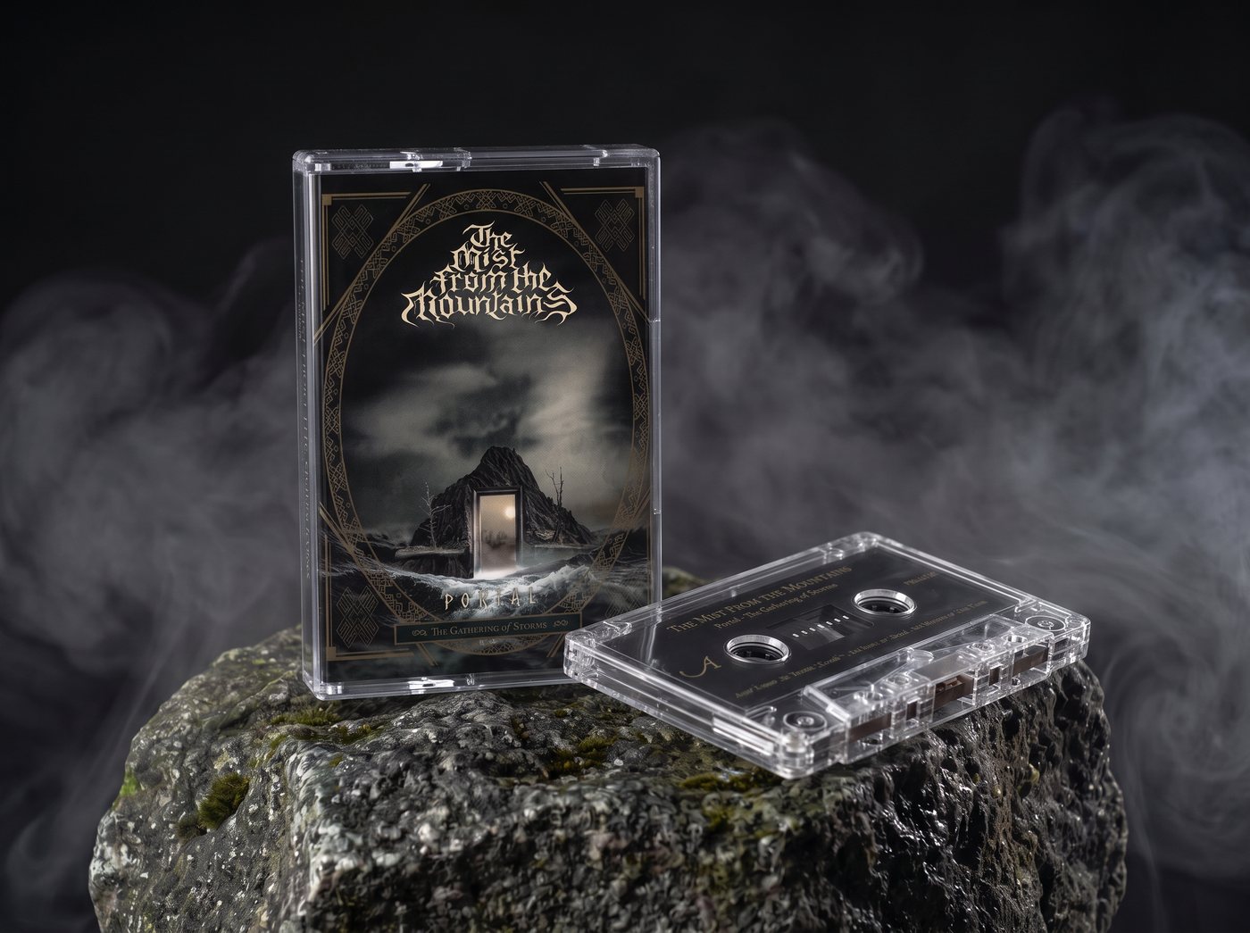 Portal cassette with its case on a mossy rock